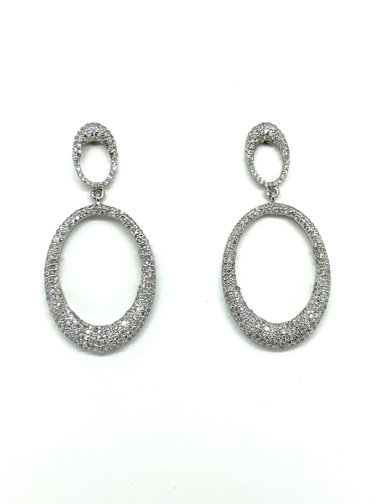 Pave Diamond Open Hoop Earrings