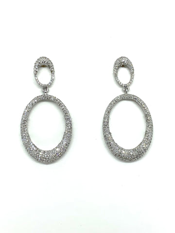 Pave Diamond Open Hoop Earrings