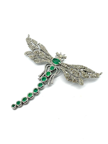 Emerald and Diamond Dragonfly Brooch