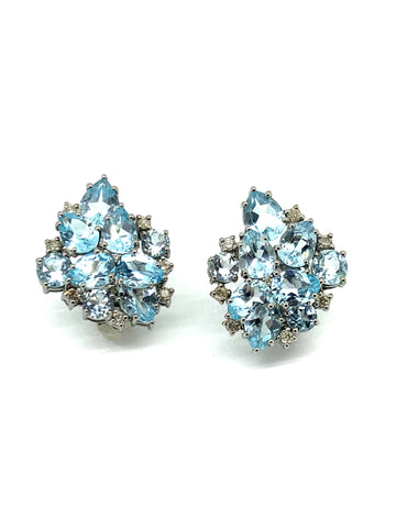 Blue Topaz and Diamond Classic Earrings