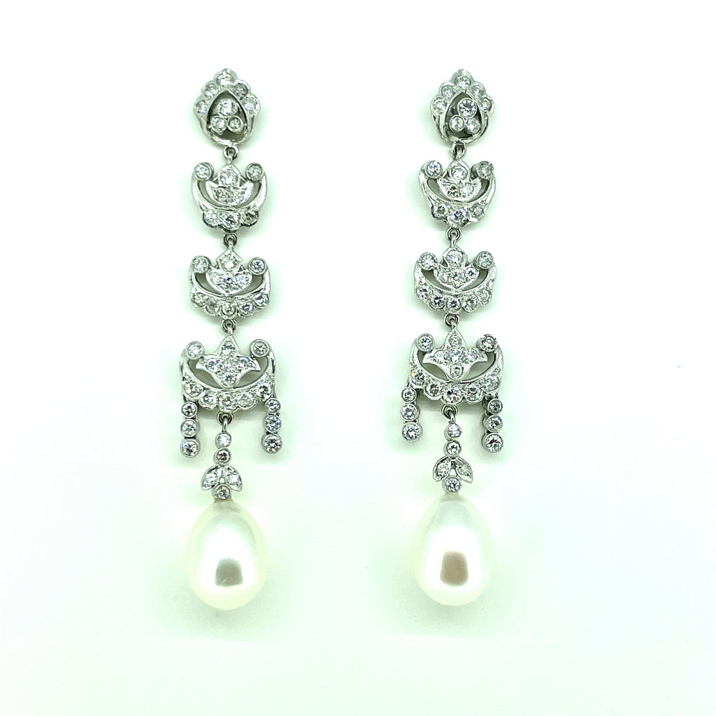 Vintage Diamond Pearl Earrings