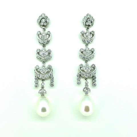 Vintage Diamond Pearl Earrings