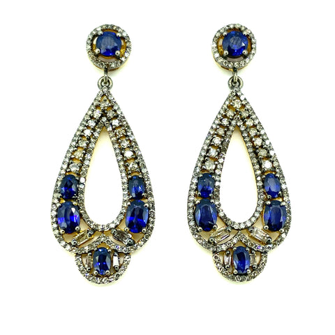 Vintage Sapphire and Diamond Earrings