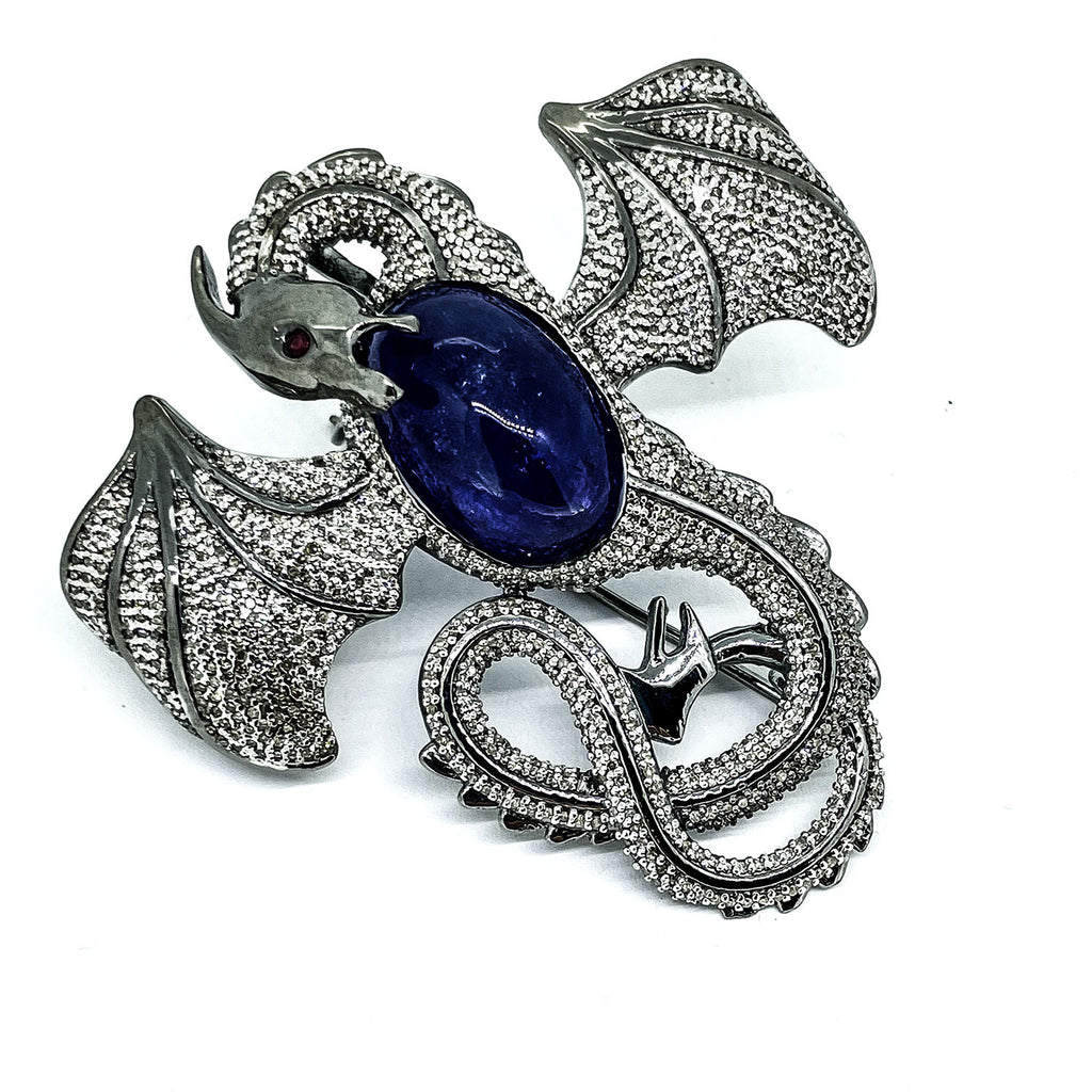 Diamond and Tanzinite Dragon Pendant