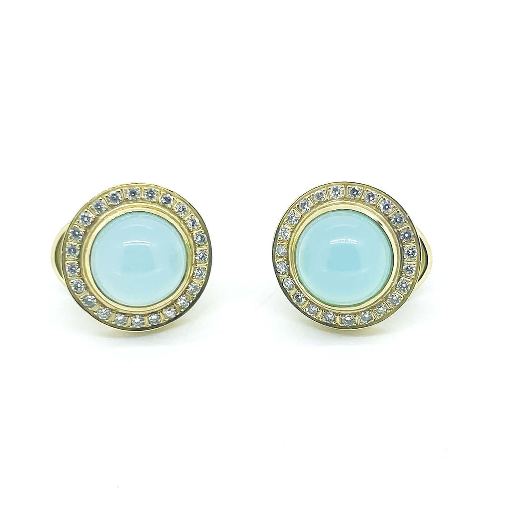 Cabochon Aquamarine and diamond Earrings