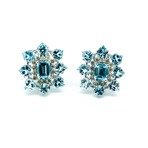 Blue Topaz and diamond Earrings