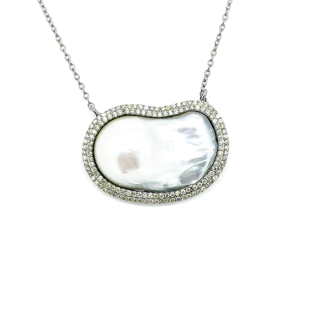 Baroque Pearl And diamond Pendant