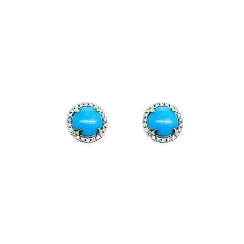 Sleeping Beauty Turquoise And Diamond Stud Earrings