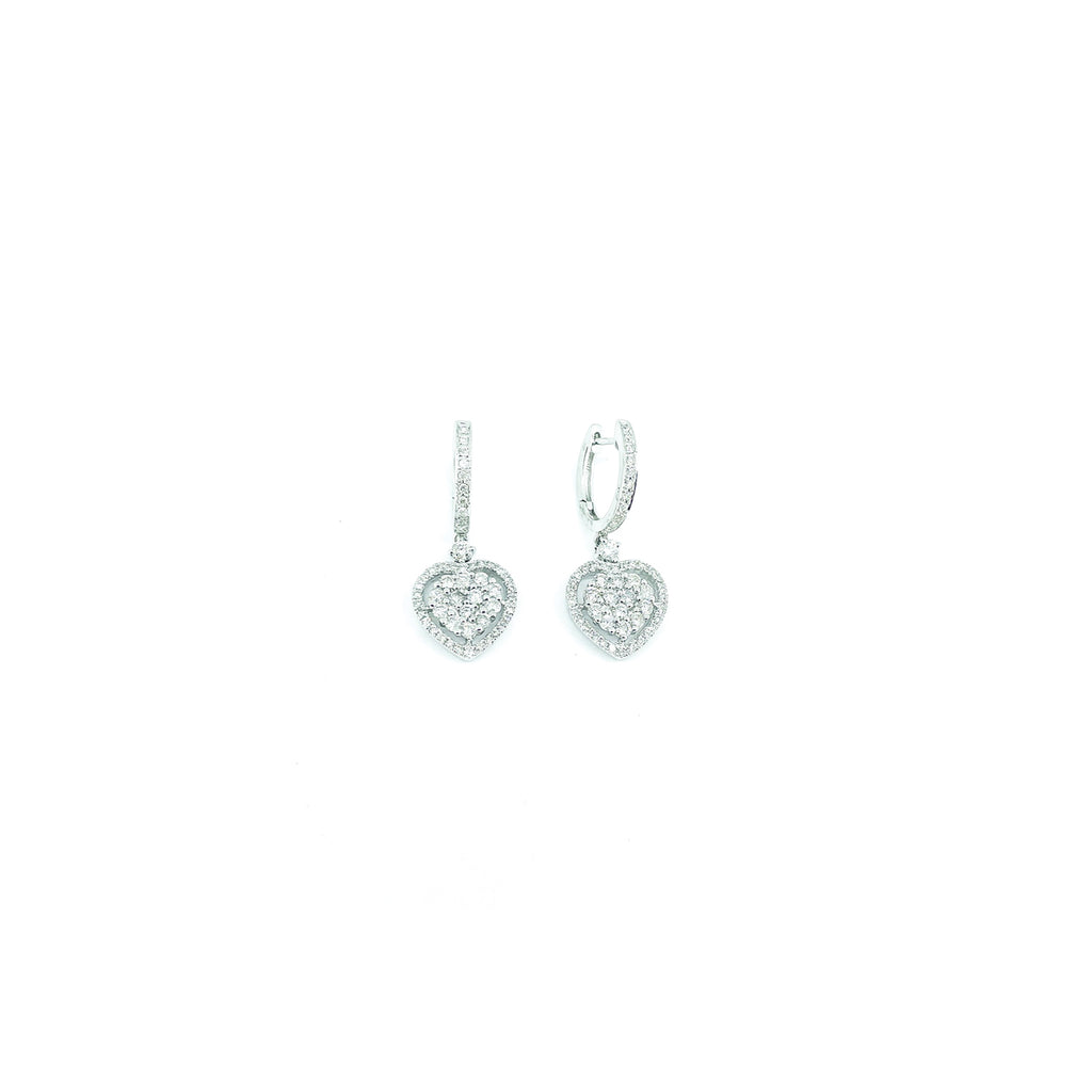Diamond Heart Drop Earrings