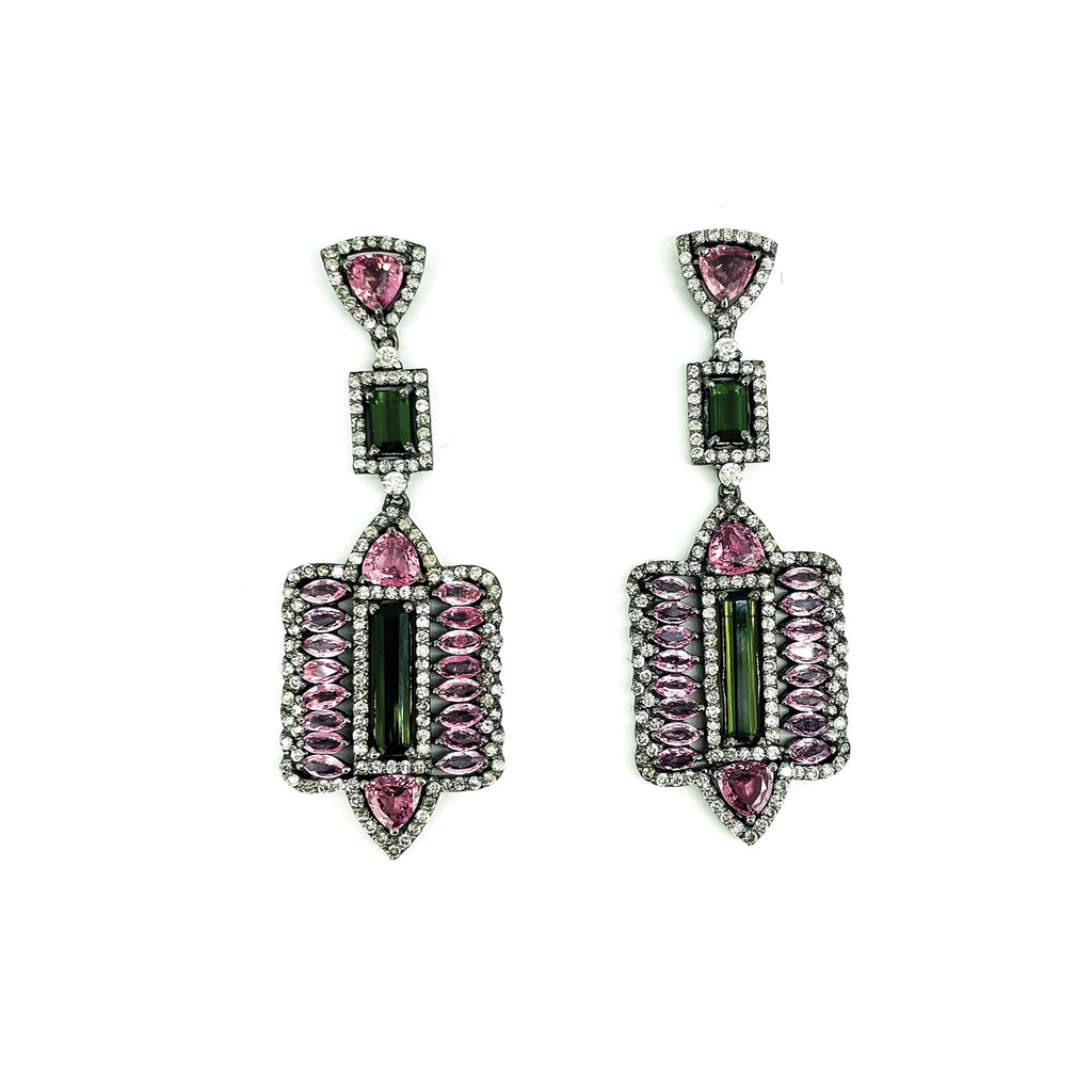 Tourmaline and Diamond Earrings