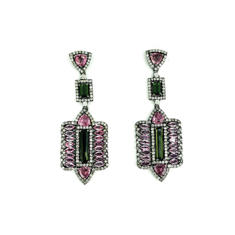 Tourmaline and Diamond Earrings
