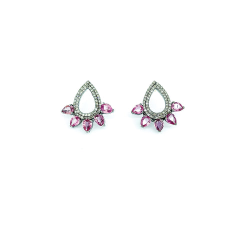 Pink Sapphire and Diamond Earrings