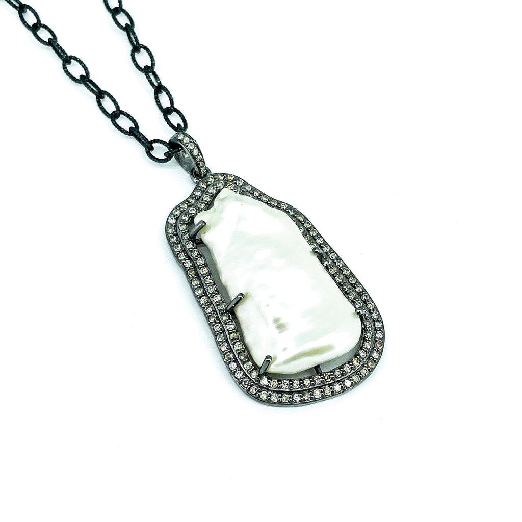 Baroque Pearl and Diamond Pendant