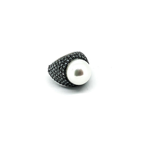 Black spinel Pearl Ring