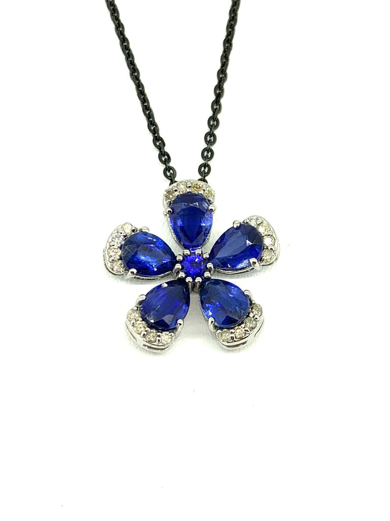 Kyanite and Diamond Pansy Pendant