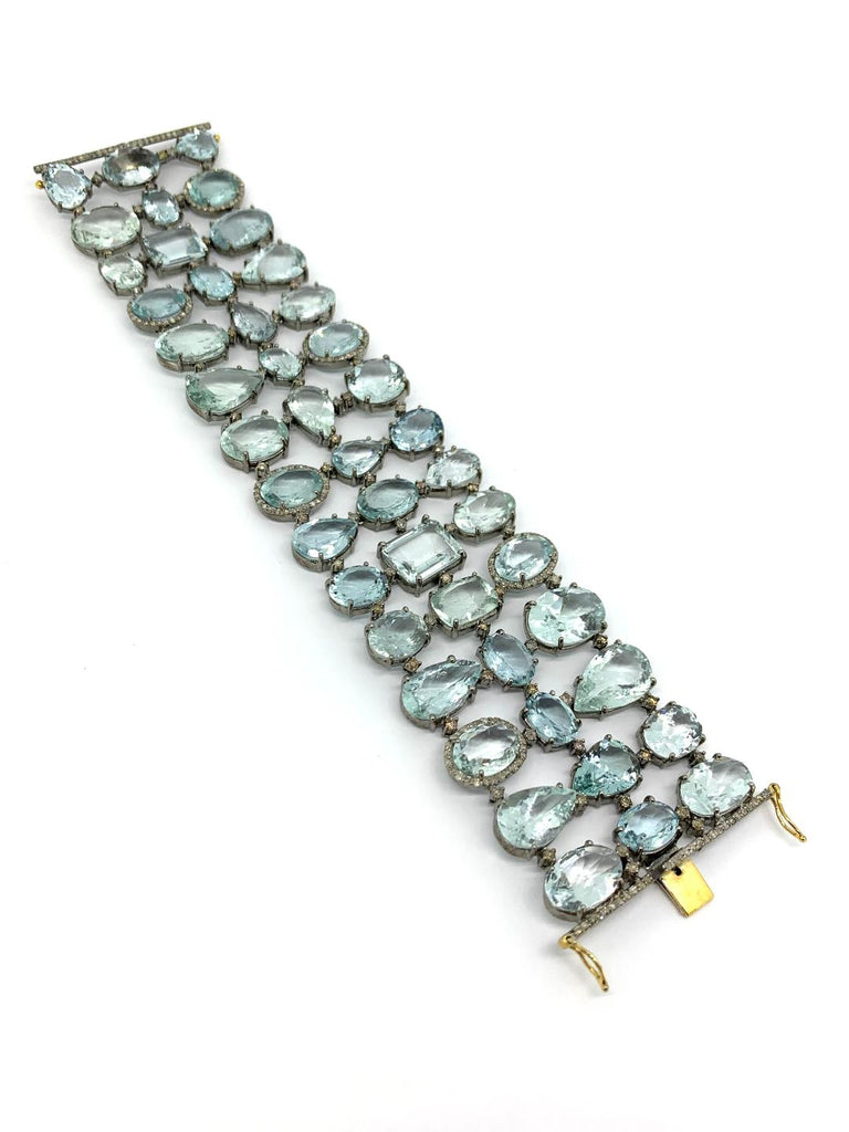 Aquamarine And Diamond Bracelet