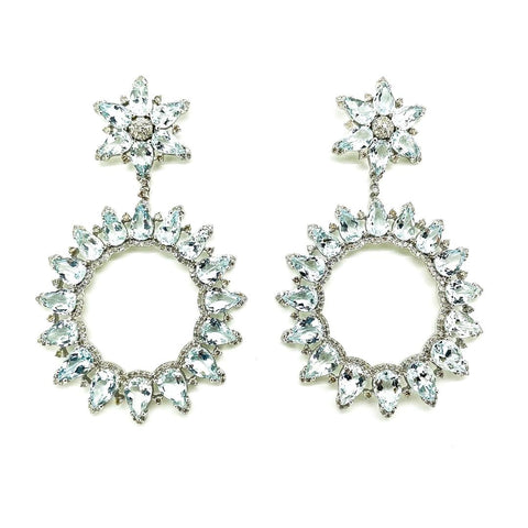 Large Aquamarine and Diamond Statement Earrings