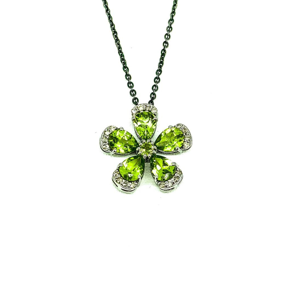 Peridot and Diamond Pansy Pendant