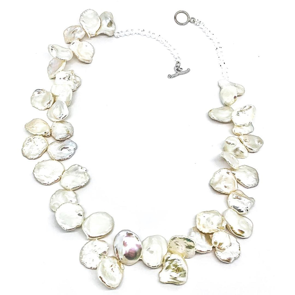 Leaf Pearl and Crystal Necklace