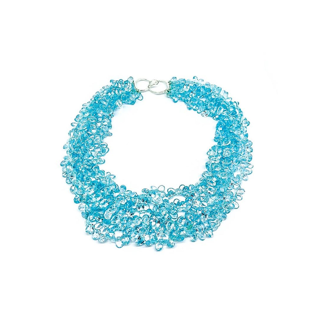 Sky Blue Faceted Topaz Stone Necklace