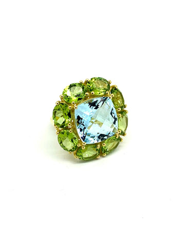 Blue Topaz and Peridot Candy Ring