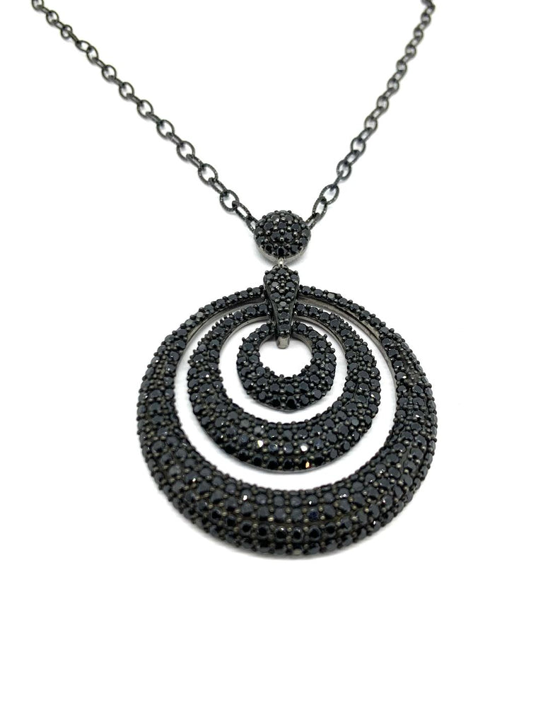 Black Spinel Spiral Pave Pendant