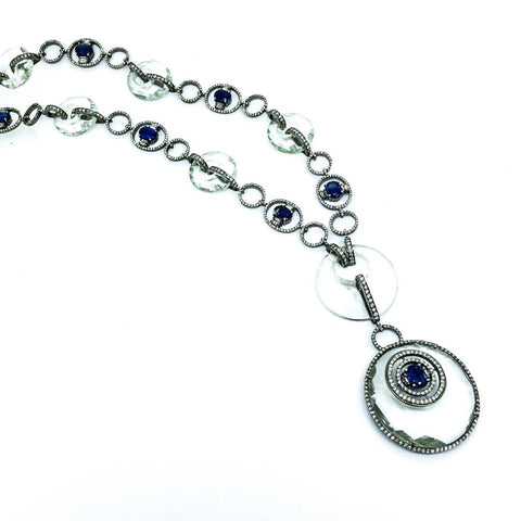 Kyanite Crystal and Diamond Necklace