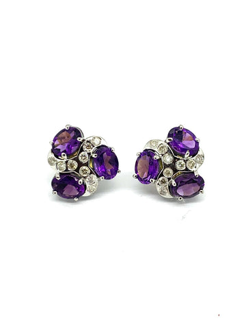 Amethyst and Diamond Earrings