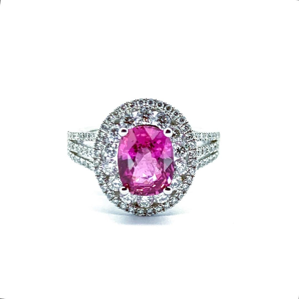 Pink Sapphire and Diamond Ring