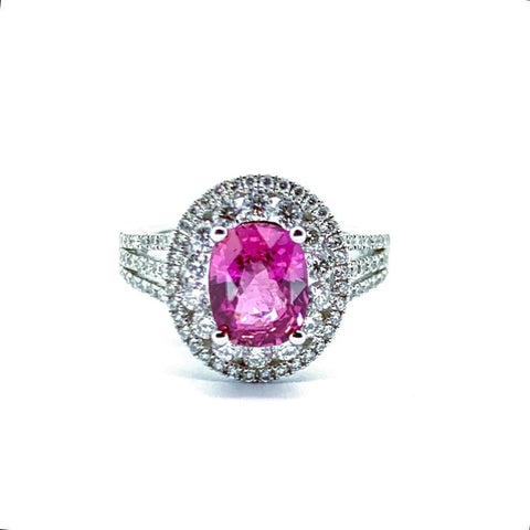 Pink Sapphire and Diamond Ring