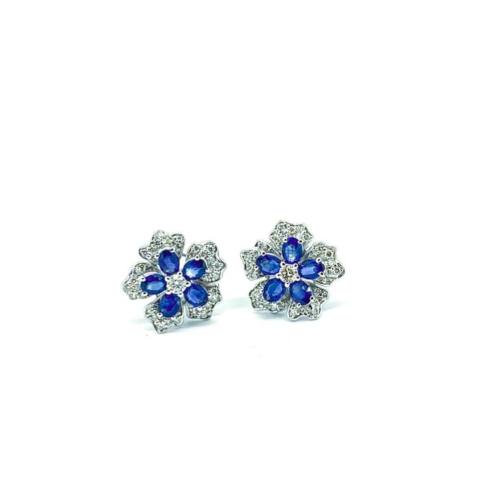 Sapphire and Diamond Flower Earrings