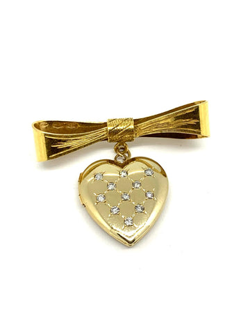 Vintage Brooch Locket with Diamonds