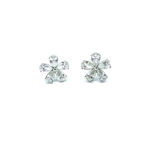 Pear shape Diamond Flower Earring